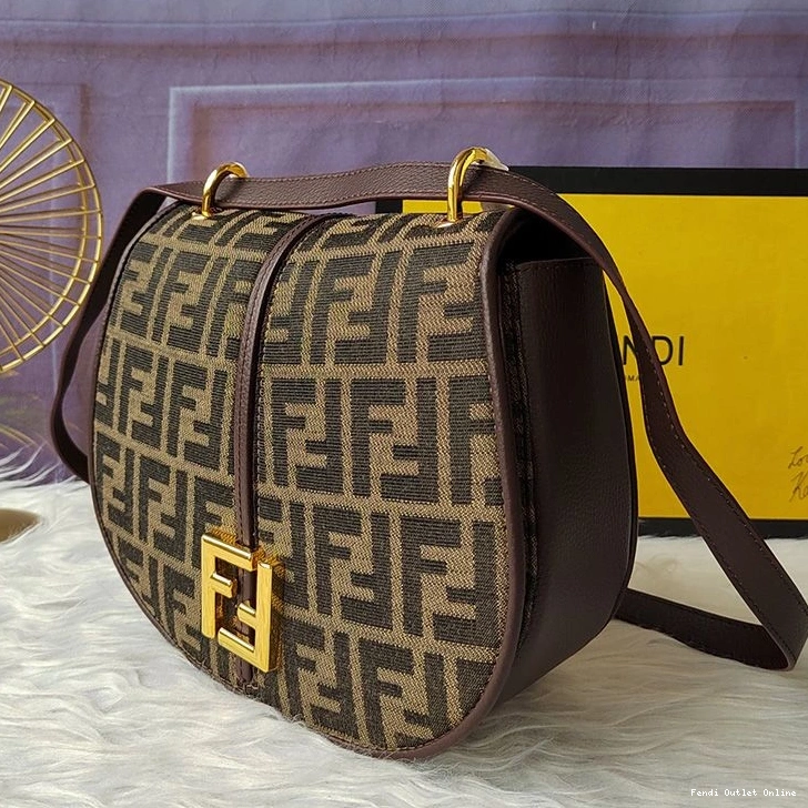 Affordable FF Brown Motif Fabric In C'mon Medium Fendi Bag 0801